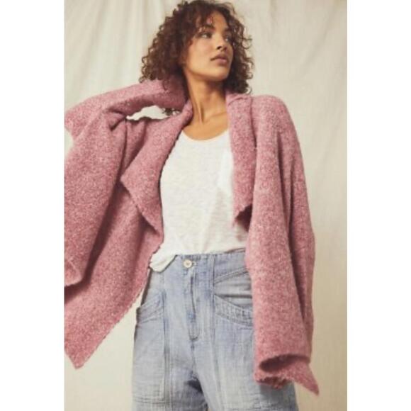 Free People The Laurel Wrap Pink Cardigan Sweater Women's Small/Medium